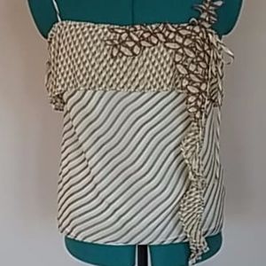 BCBG 100% silk Cami w/pleated and embroidered trim